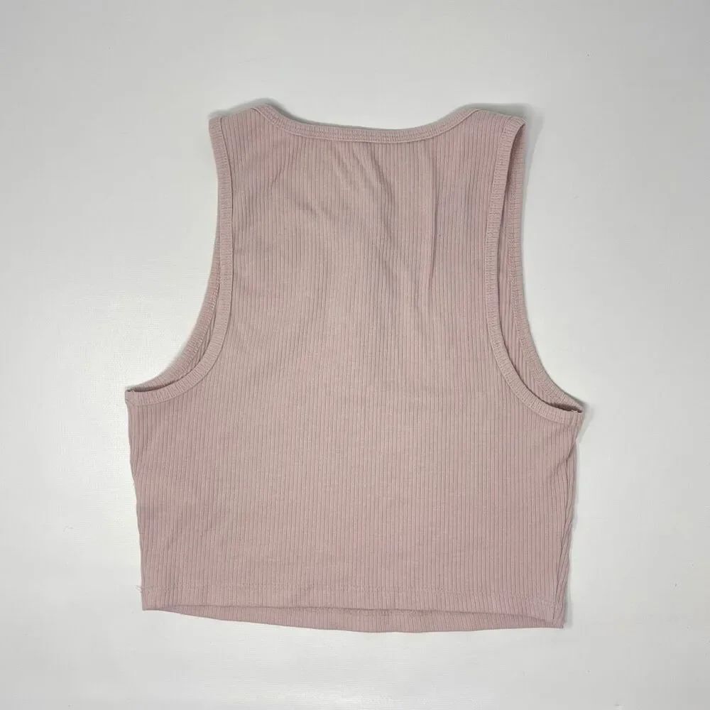 Aeropostale Y2K Ribbed Knit Henley Cropped Tank Top Lot of 2 Stretch Size Medium - Picture 5 of 9